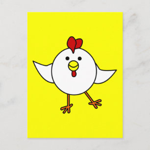 Cute Chicken Dance - Vit och Gult Vykort