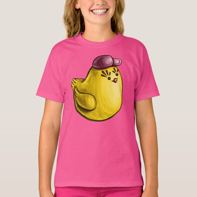 Cute Chicken Design - Lustigt Gult Chick Påsk T Shirt (Framsida)