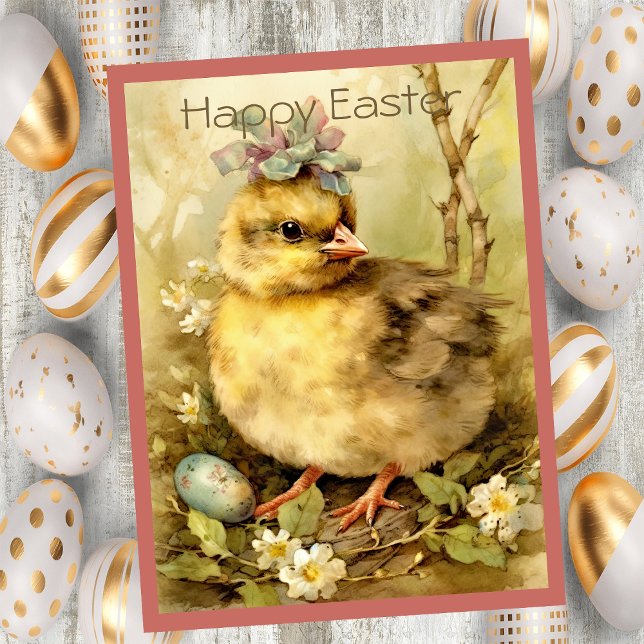 Cute Chicken Easter Eggs Forest Julkort (Skapare uppladdad)