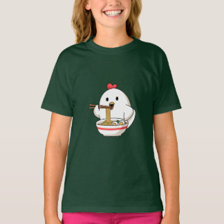 Cute Chicken Eating Ramen Noodles Kawaii Illustrat T Shirt
