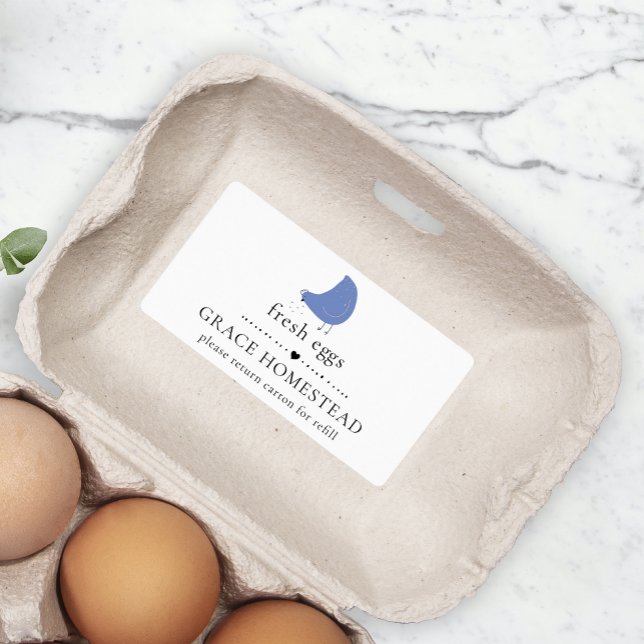 Cute Chicken Farm Blue Egg Carton Label Fraktsedel (Skapare uppladdad)