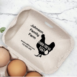 Cute Chicken Farm Fresh Eggs Carton Add Namn Stämpel