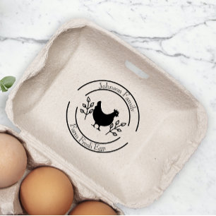 Cute Chicken Farm Fresh Eggs Carton Add Namn Stämpel