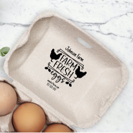 Cute Chicken Farm Fresh Eggs Carton Add Namn Stämpel
