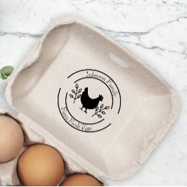 Cute Chicken Farm Fresh Eggs Carton Add Namn Stämpel