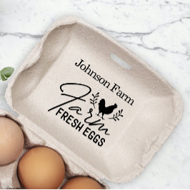 Cute Chicken Farm Fresh Eggs Carton Add Namn Stämpel