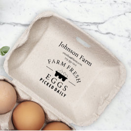 Cute Chicken Farm Fresh Eggs Carton Add Namn Stämpel