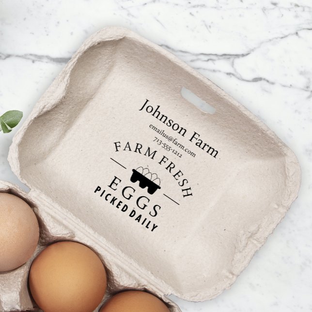 Cute Chicken Farm Fresh Eggs Carton Add Namn Stämpel (Skapare uppladdad)