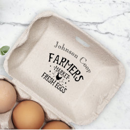 Cute Chicken Farm Fresh Eggs Carton Add Namn Stämpel