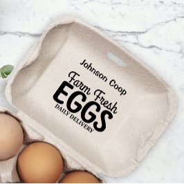 Cute Chicken Farm Fresh Eggs Carton Add Namn Stämpel