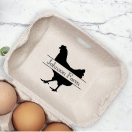 Cute Chicken Farm Fresh Eggs Carton Add Namn Stämpel