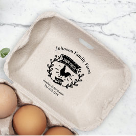 Cute Chicken Farm Fresh Eggs Carton Add Namn Stämpel