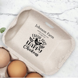 Cute Chicken Farm Fresh Eggs Carton Add Namn Stämpel