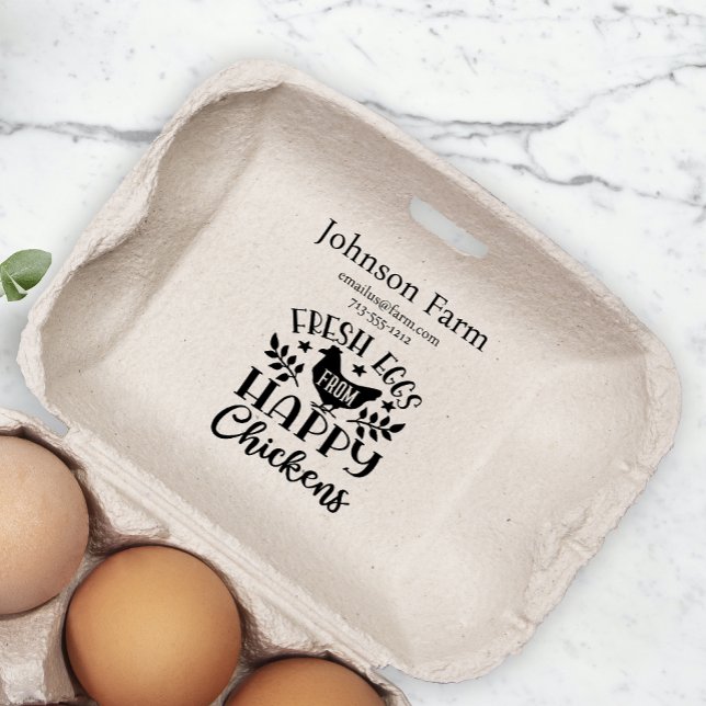 Cute Chicken Farm Fresh Eggs Carton Add Namn Stämpel (Skapare uppladdad)