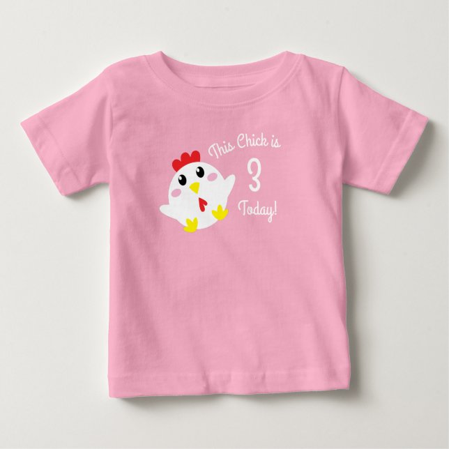 Cute Chicken Farm Kids 1:a födelsedagen Party T Shirt (Framsida)