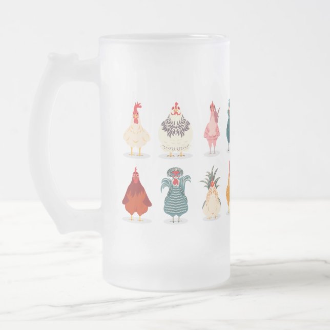  Cute Chicken Frostat Ölglas (Vänster)
