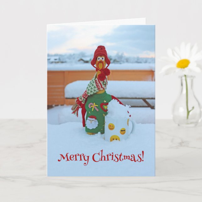 Cute Chicken God jul Greeting Card! Kort (Liten växt)