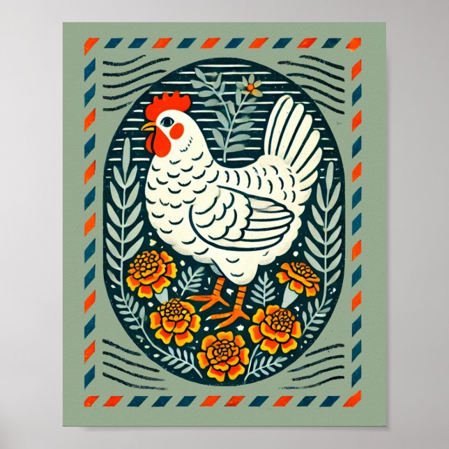 Cute Chicken Hen Coop Keeper Poster (Framsidan)