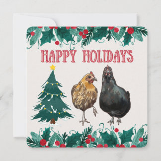 Cute Chicken Holiday Card Julkort