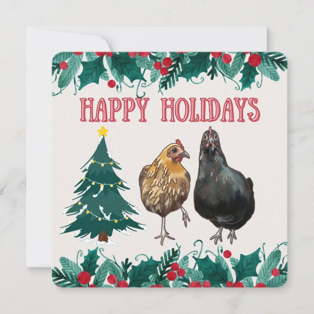 Cute Chicken Holiday Card Julkort (Framsida)