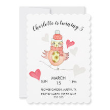 Cute Chicken i Kärlek, Hearts Watercolor