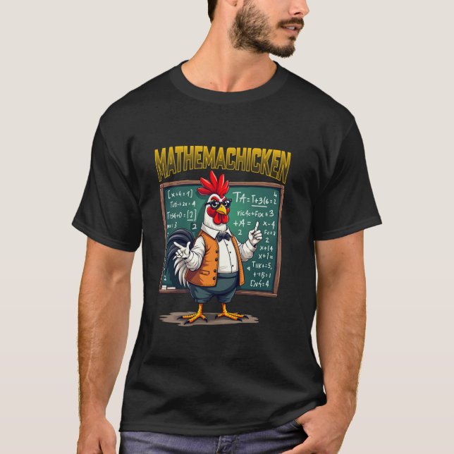 Cute Chicken Math Teacher Mathemachicken Ludny Far T Shirt (Framsida)