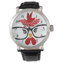 Cute Chicken med glasögon Watch