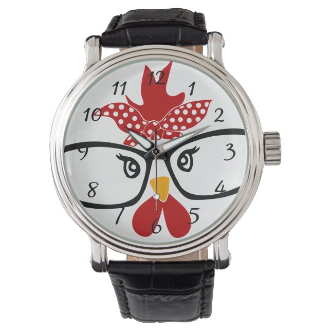 Cute Chicken med glasögon Watch Armbandsur (Framsida)