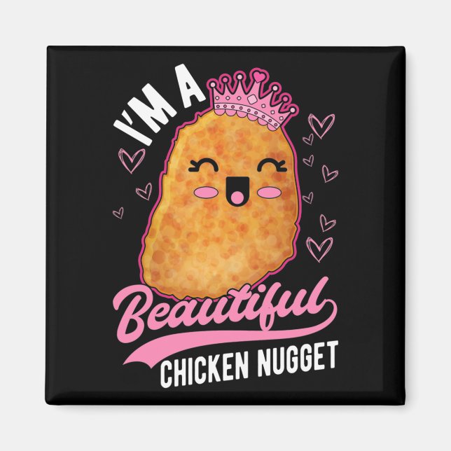 Cute Chicken Nugget Girl Foodie Queen Magnet (Framsidan)