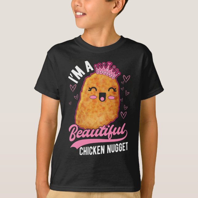 Cute Chicken Nugget Girl Foodie Queen T Shirt (Framsida)