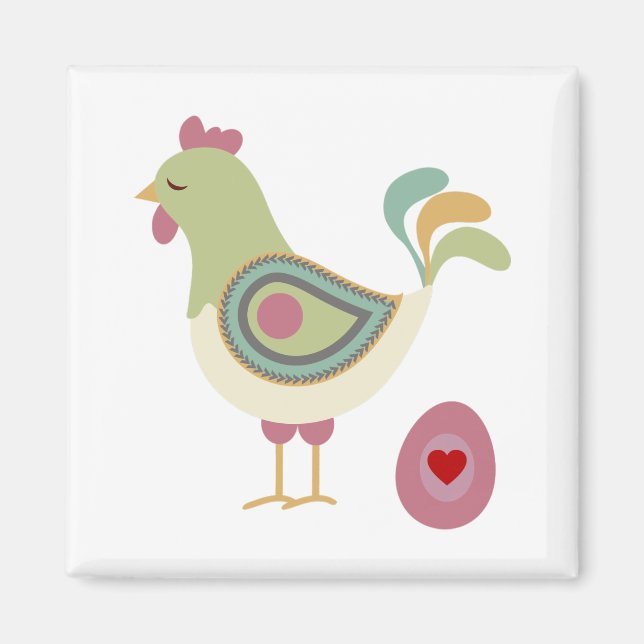 Cute Chicken och äggen Magnet (Framsidan)