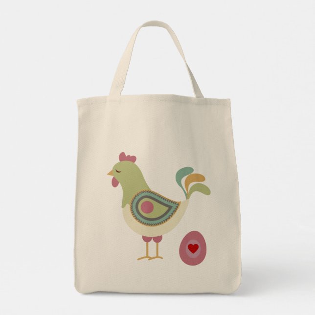 Cute Chicken och äggen Tygkasse (Baksida)