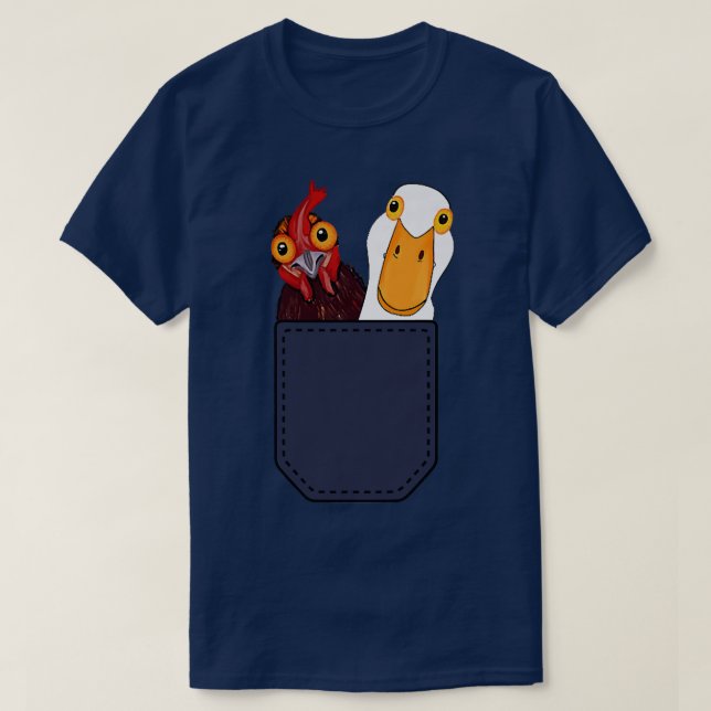 Cute Chicken och Anka i Pocket T Shirt (Design framsida)
