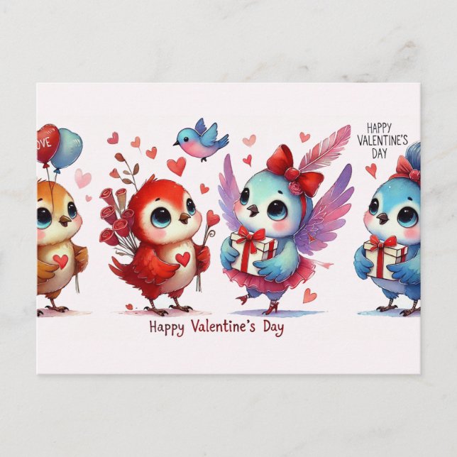 Cute Chicken önskar dig Alla hjärtans dag Vykort (Framsida)