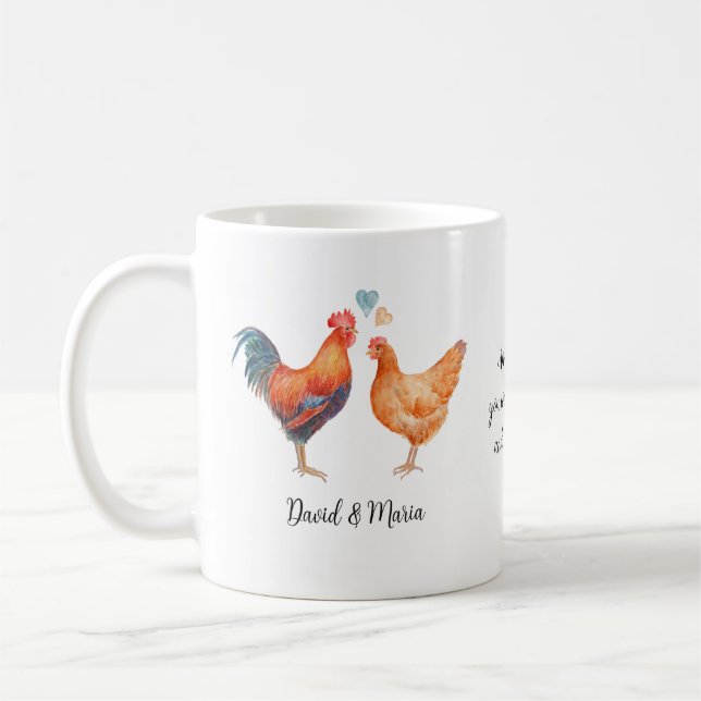 Cute Chicken par i Kärlek Kaffemugg (Vänster)