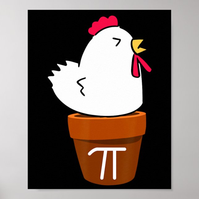 Cute Chicken Pot Paj Funny Math Pun Pi Symbol Poster (Framsidan)