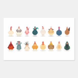 Cute Chicken Rektangulärt Klistermärke