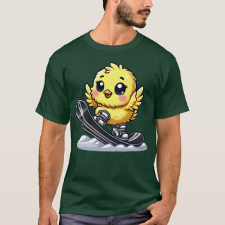 Cute Chicken Snowboard Cartoon Winter Sports frien T Shirt
