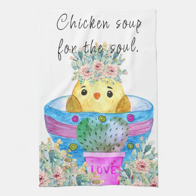 Cute Chicken Soppa för Soul Kitchen Towel Kökshandduk (Vertikal)
