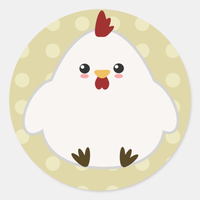 Cute Chicken Stickers Runt Klistermärke (Framsida)