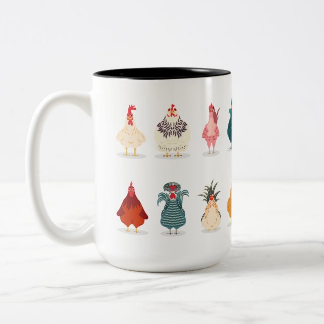  Cute Chicken Två-Tonad Mugg (Vänster)