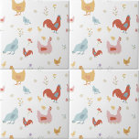 Cute Chickens Hens and Baby Chicks Kitchen Kakelplatta<br><div class="desc">A hand drawn cute chicken design featuring chickens,  hens,  roosters and baby chicks. A beautiful design ideal for home décor,  party décor,  bridal showers,  baby showers and personalized gifts. Ideal for anyone who loves chickens,  farm birds and country themed illustrations.</div>
