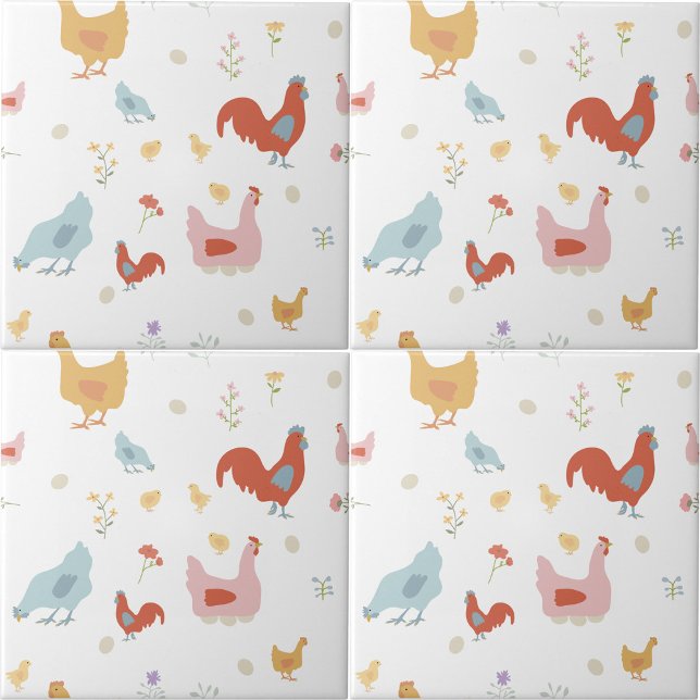Cute Chickens Hens and Baby Chicks Kitchen Kakelplatta (Cute Chickens Hens and Baby Chicks Kitchen Ceramic Tile)