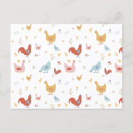 Cute Chickens Hens och Baby Chickar Helg Vykort