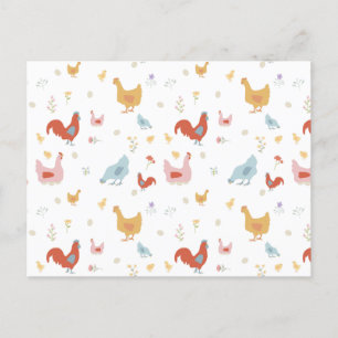 Cute Chickens Hens och Baby Chickar Helg Vykort