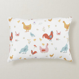 Cute Chickens Hens och Baby Chickar Prydnadskudde