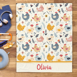 Cute Chickens i Personligen Farm Fleecefilt