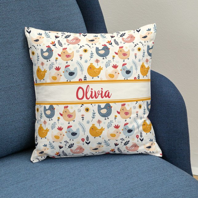 Cute Chickens i Personligen Farm Kudde (Skapare uppladdad)