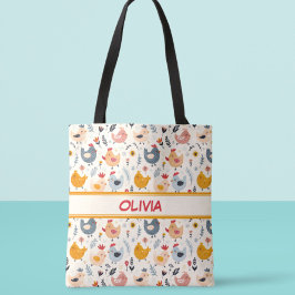 Cute Chickens i Personligen Farm Tygkasse