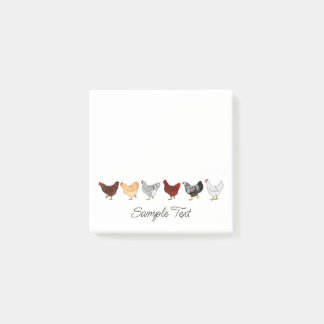 cute chickens in a row post-it block
